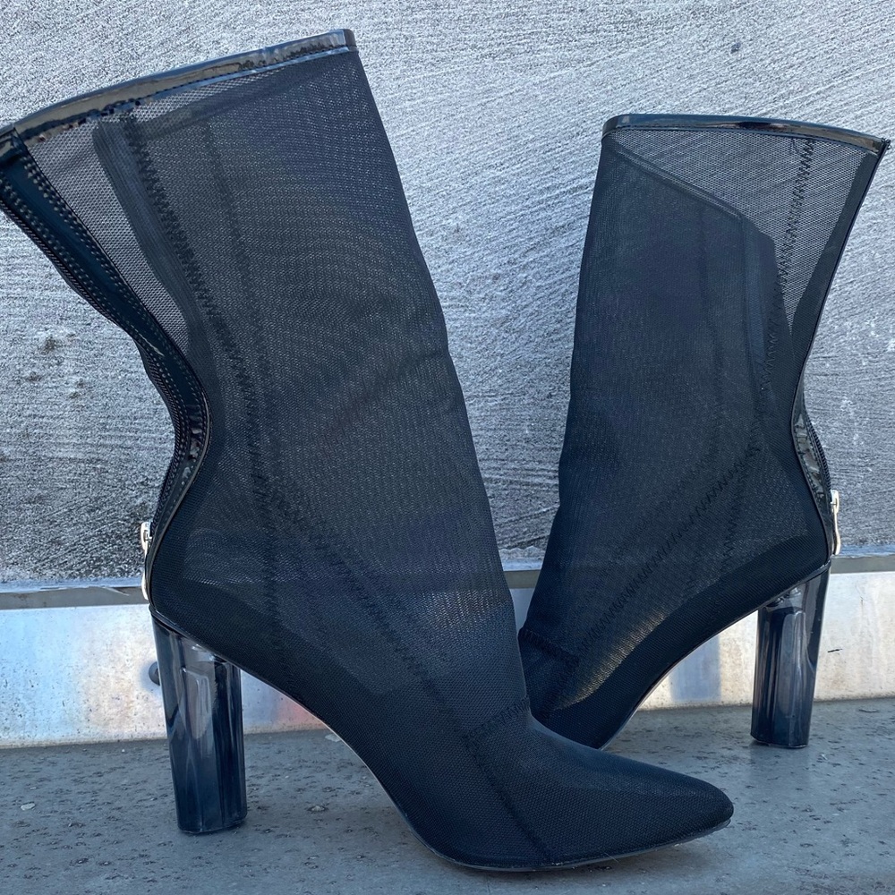 Black mesh heels